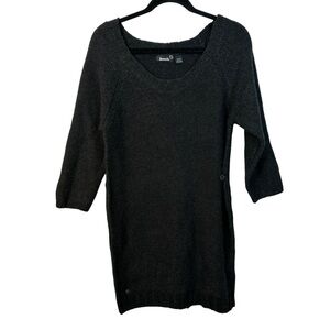 Bench Charcoal Sweater Dress L Knit Tunic V-Neck 3/4 Sleeve Cozycore Fall Layers